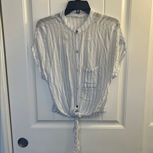 Olivaceous Men's White Striped Button Down Shirt